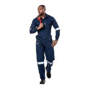 DROMEX D59 FLAME & ACID BOILERSUIT NAVY BLUE WITH REFLECTIVES