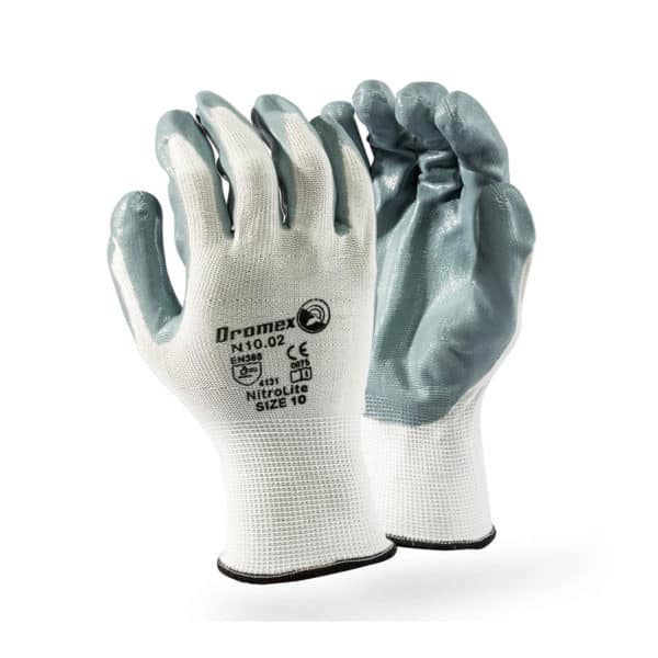 NITROLITE GREY NITRILE PALM COATED ON WHITE SHELL