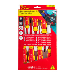 TORK CRAFT INSULATED SCREWDRIVER & TESTER SET — 8 PIECE